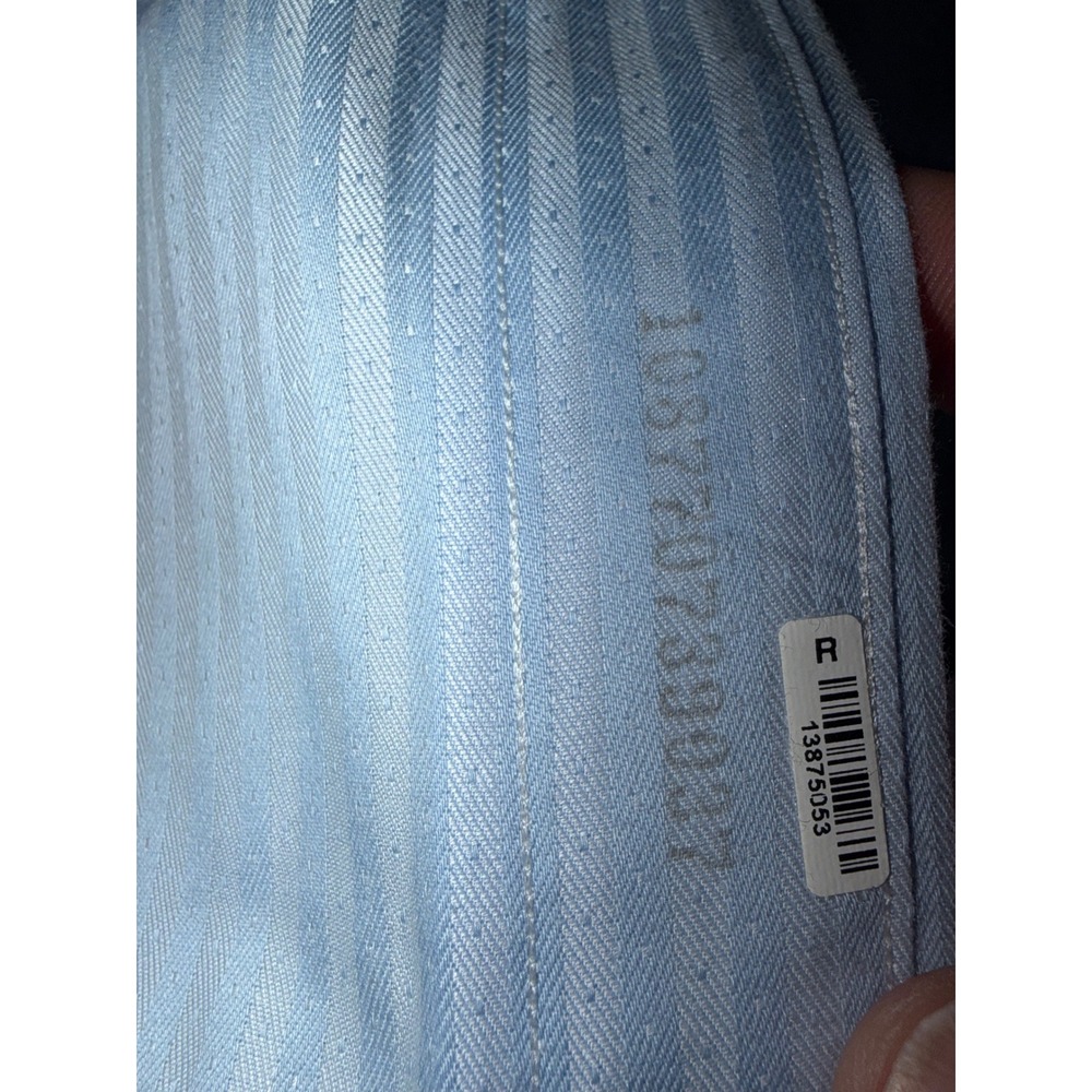 Paul Fredrick Dress Shirt Mens 16 x 33 Blue Striped Non-Iron Two Ply Cotton - Picture 8 of 8